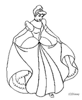 coloriage Cendrillon et sa robe de bal